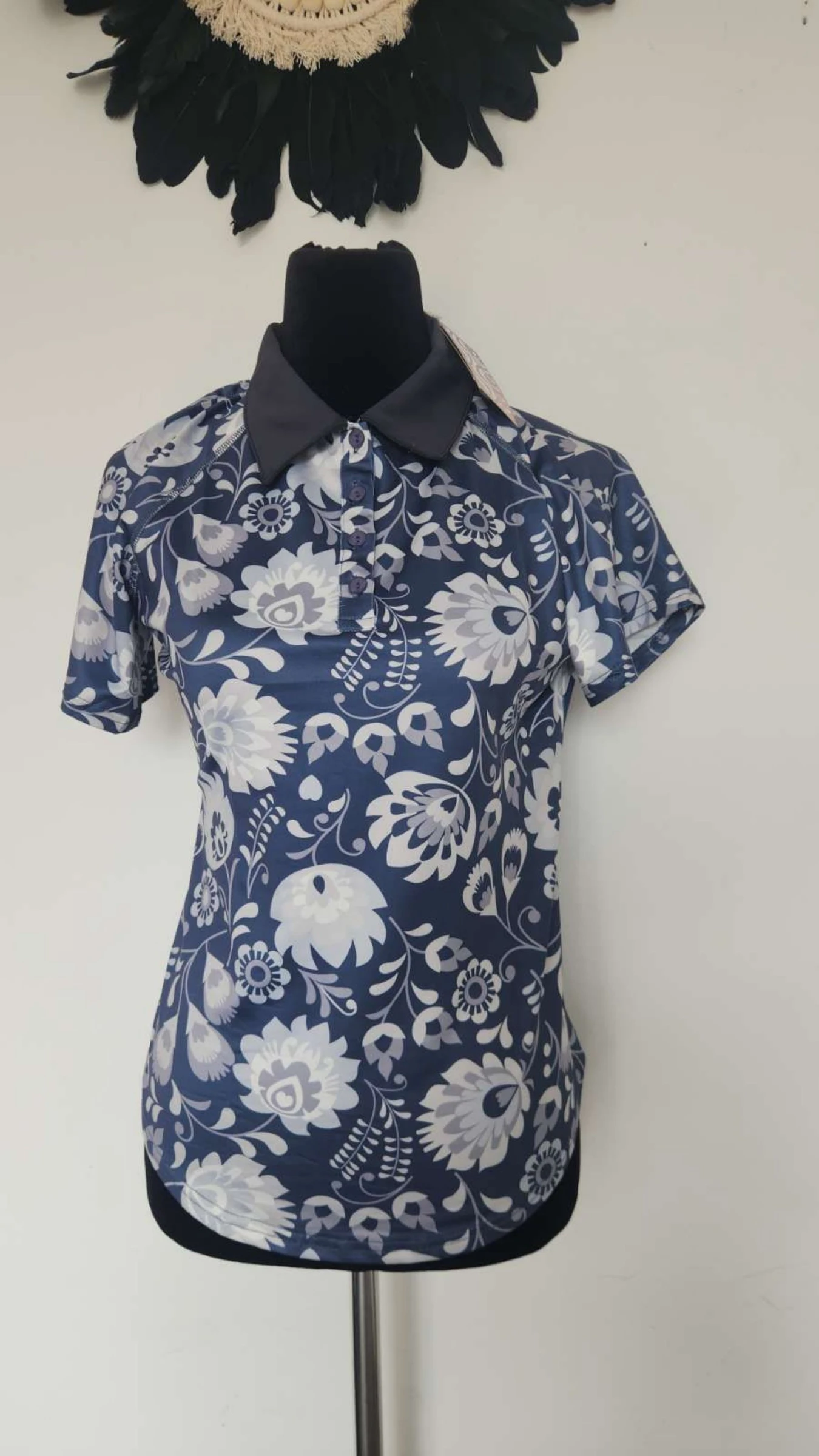Top polo imprimé floral style rétro/Y2K ●Taille S●🌸